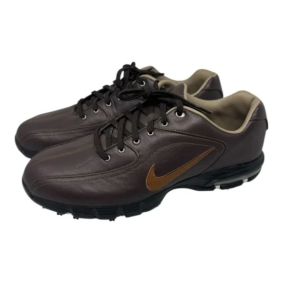 Nike 🔥Air Max Revive‎ Mens ⛳️Brown Leather Golf Shoes Size 11Spikes